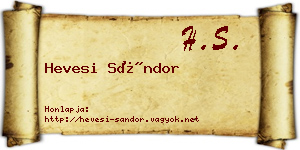 Hevesi Sándor névjegykártya